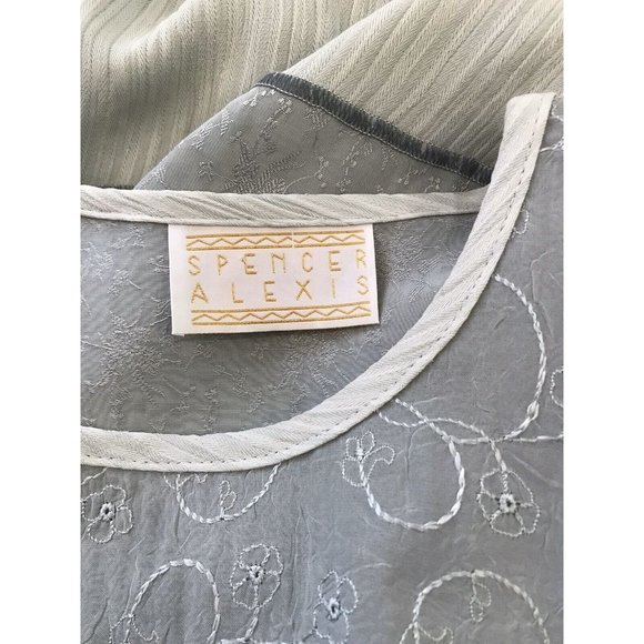 Spencer Alexis Top 14 Green Long Sleeve Mixed Fabric Block Patchwork Floral Vtg - Picture 6 of 9